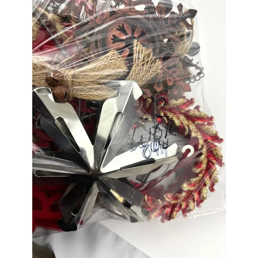 Lot of 22 Holiday Ornaments Christmas Stars Wooden Santa‎ Metal Bundle